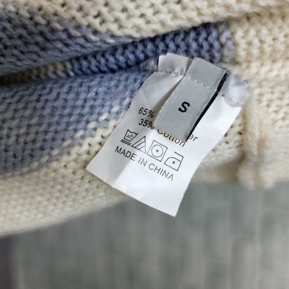 Ava Giselle Collection Womens S Ivory Blue Colorblock Stripe Knit Sweater - Picture 6 of 6